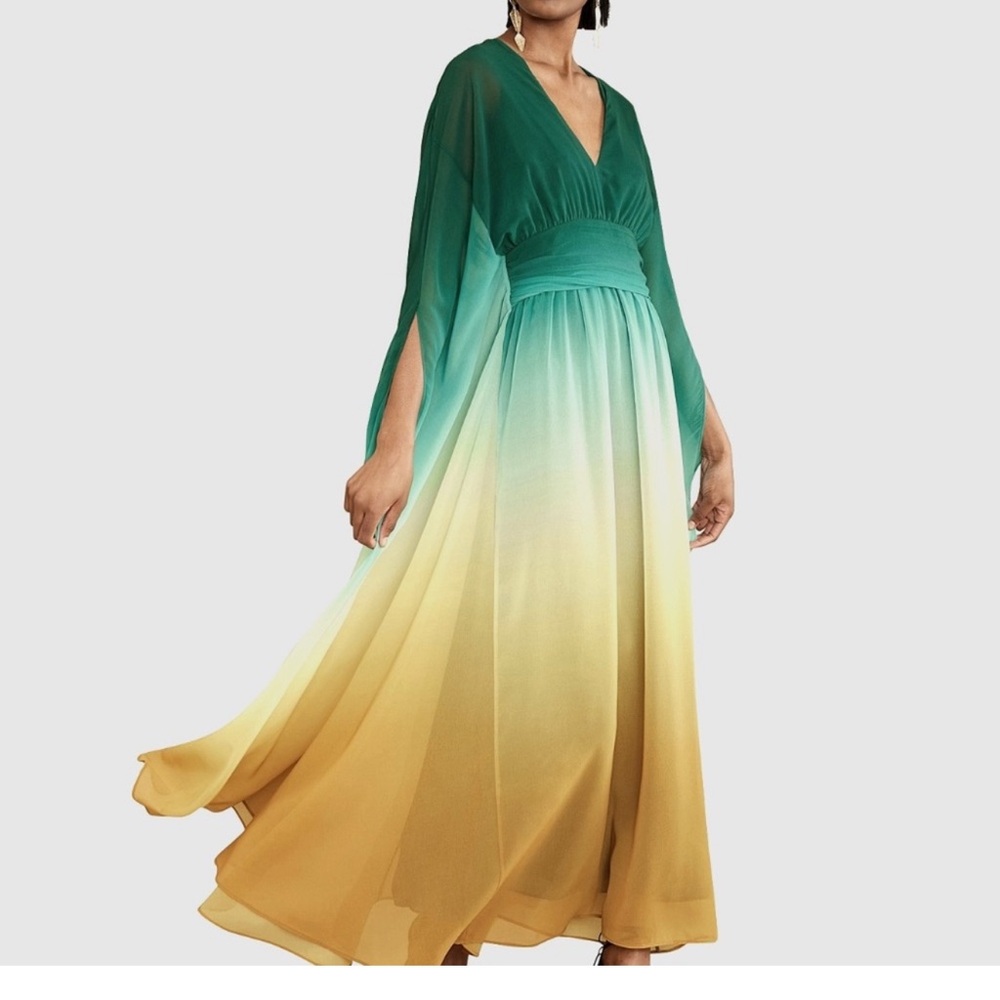 Banana Republic Zela Chiffon Maxi Dress Size 8 Daybreak Ombre $350 EUC